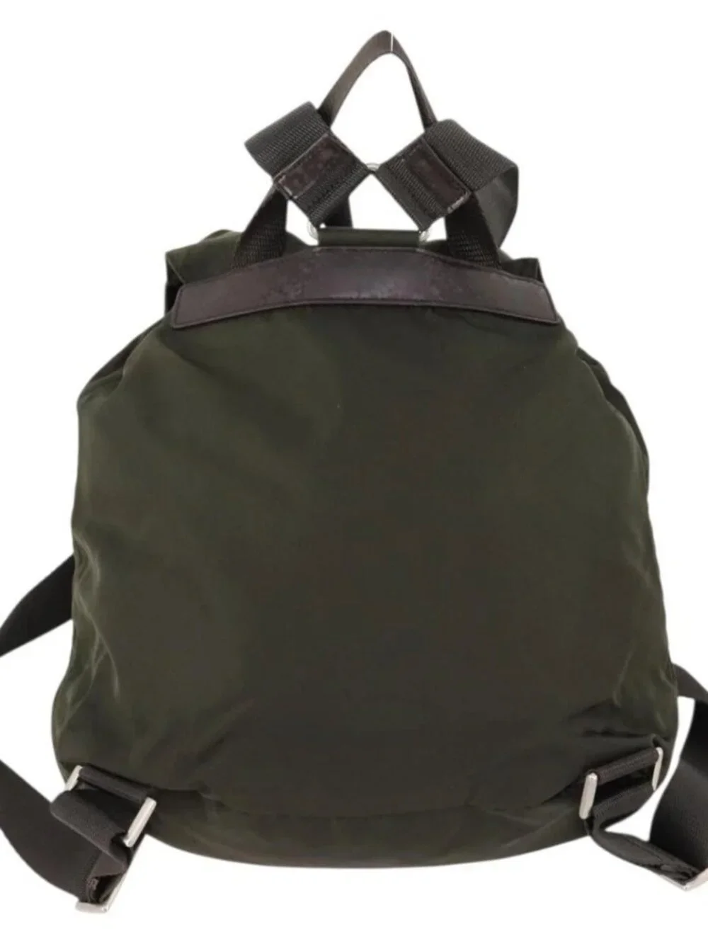 PRADA Backpack Nylon Khaki Silver Auth LNZ259